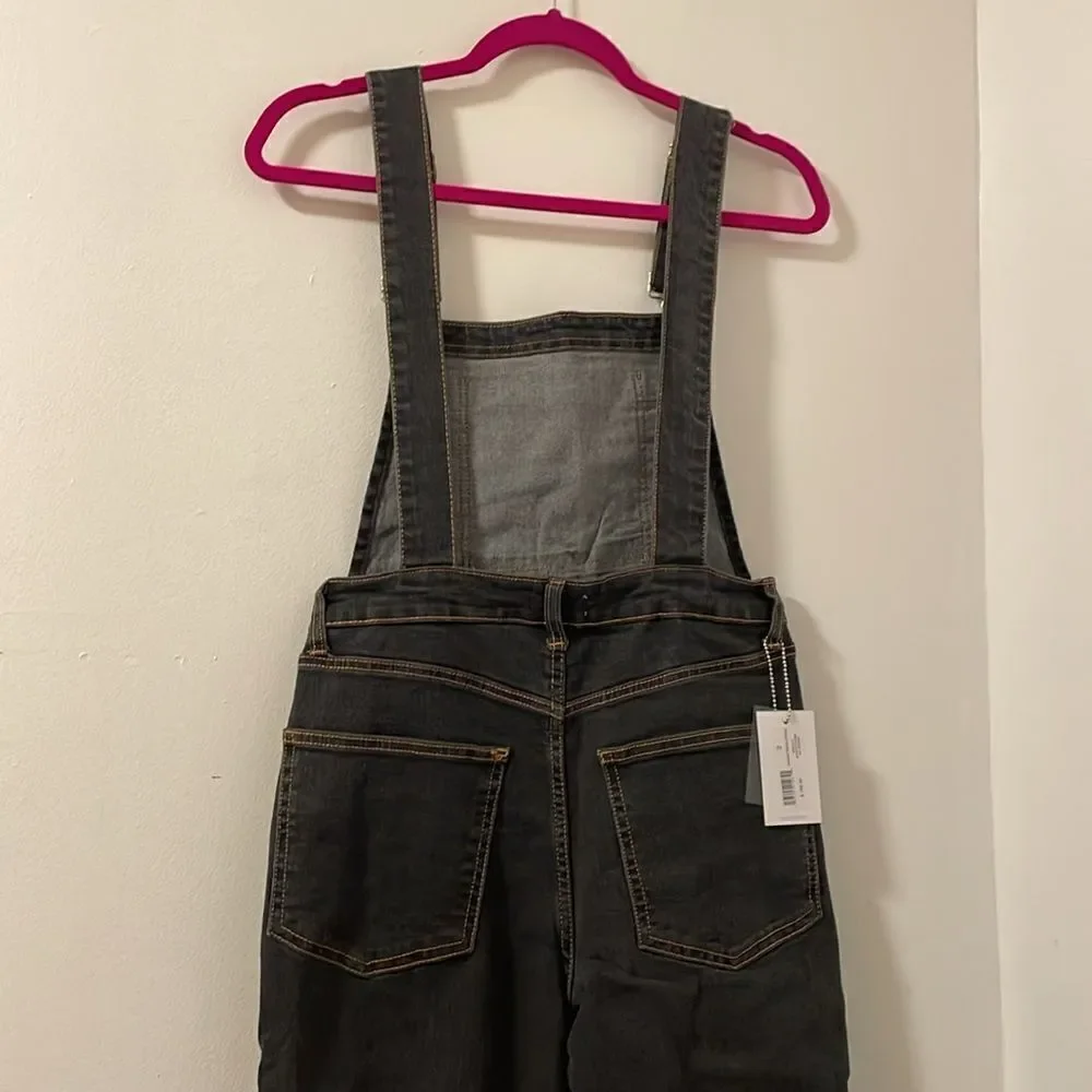 NWT WEWOREWHAT women’s size 2 straight tapered adjustable long overall jeans